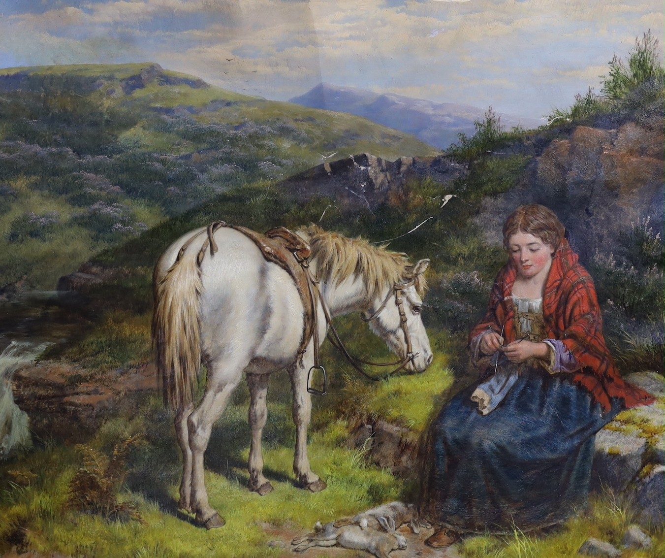 Isaac Henzell (1823-1875), oil on canvas, Woman and pony in the Highlands, signed and dated 1864, 50 x 60cm.